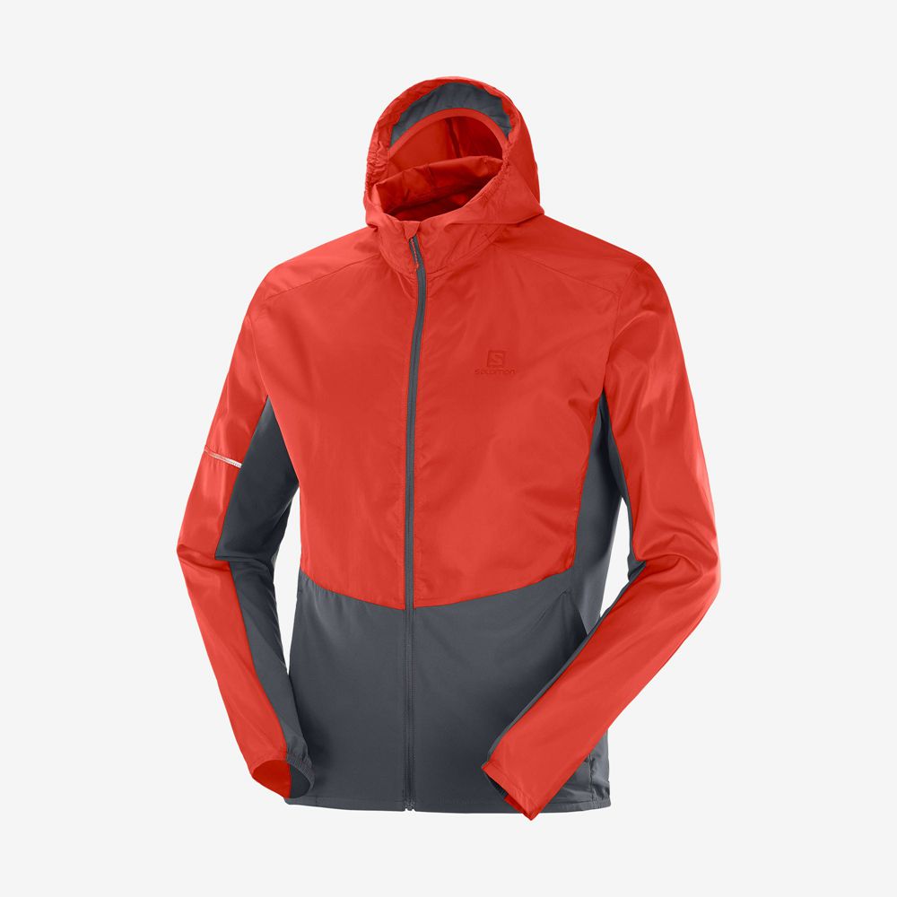 Salomon Israel AGILE WIND - Mens Jackets - Coral (GKQW-15683)